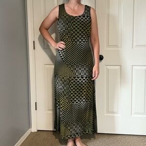 Vintage Nina Piccolino maxi dress size 10 geometric art teacher 90s